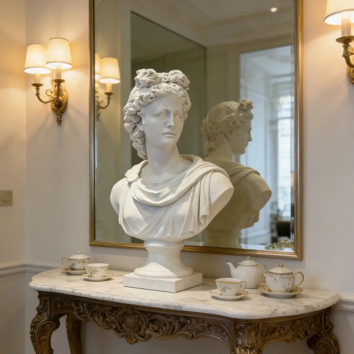 PREMIER Classic Apollo Marble Bust Statue for Dining Rooms, Living Rooms, Galleries Or Art Studios PSM-149