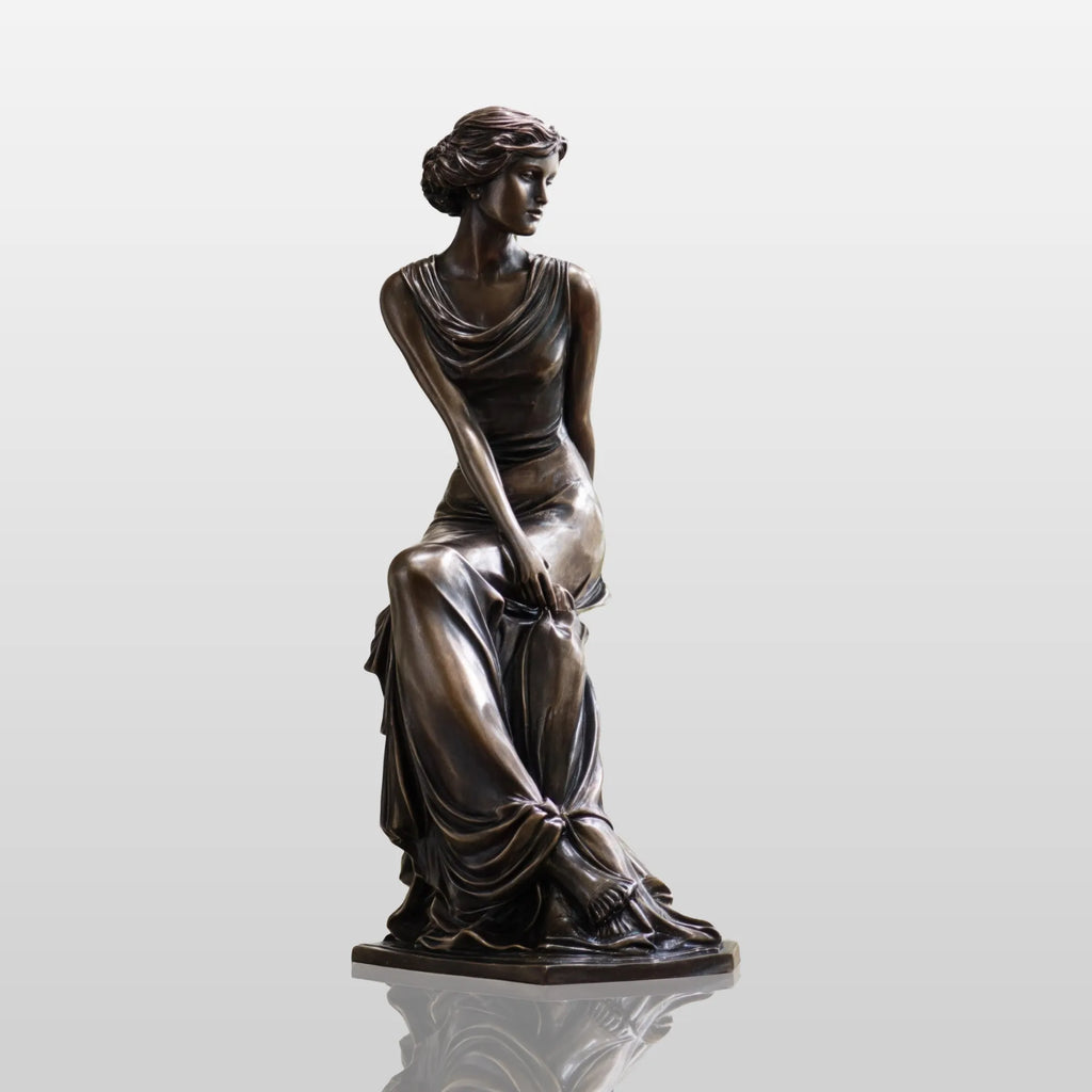 PREMIER Classic Bronze Table Top Sculpture with Graceful Seated Female Design for Sturdy, Offices and Any Indoor Tables PSB-167