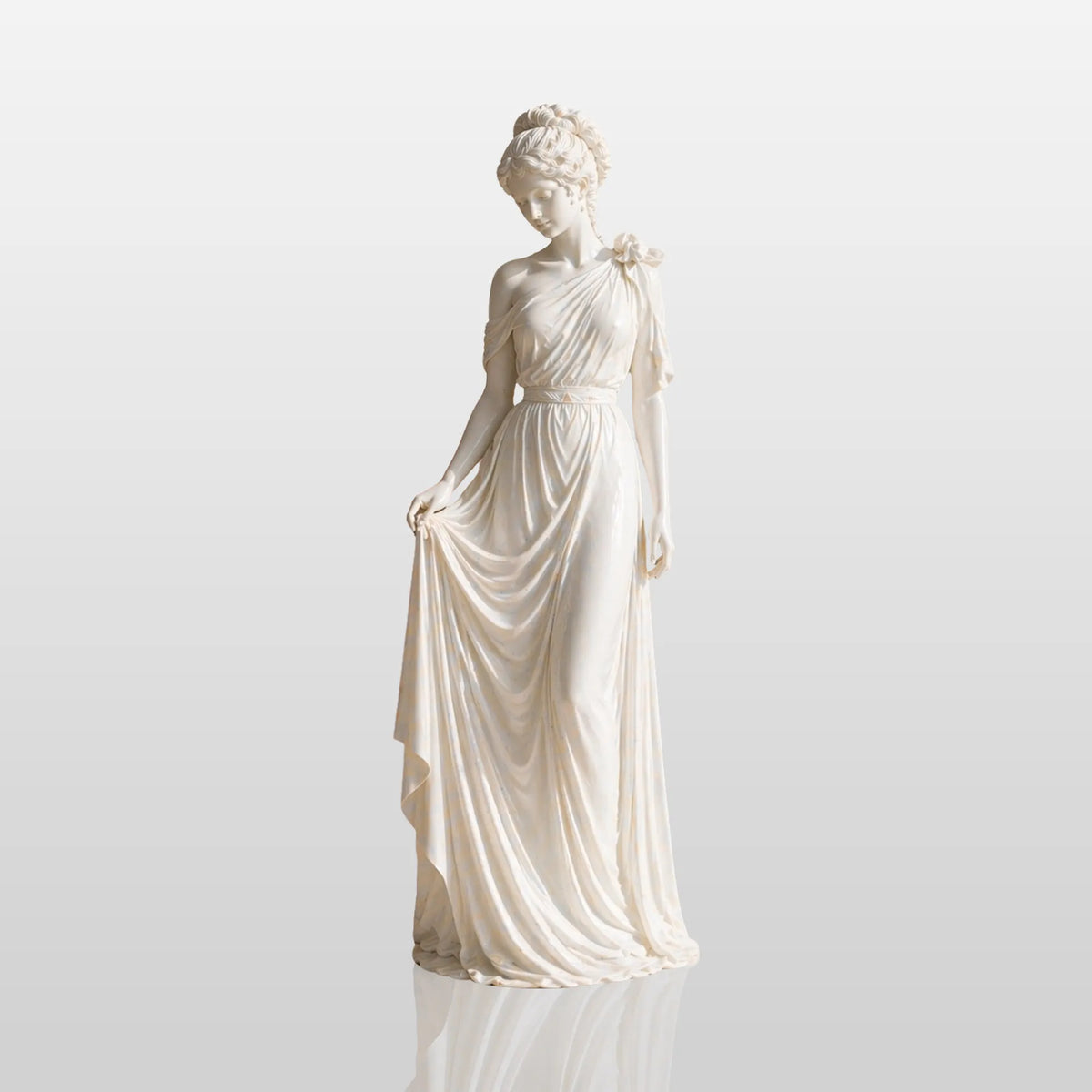 PREMIER Classic Draped Female Sculpture in White Marble for Entrances, Courtyards and Resort Landscapes PSM-140