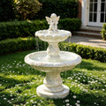 PREMIER Classic Marble Fountain with Cute Angel Design for Backyard Lawns, Gardens, Courtyards or Relaxation Areas PSFM-013
