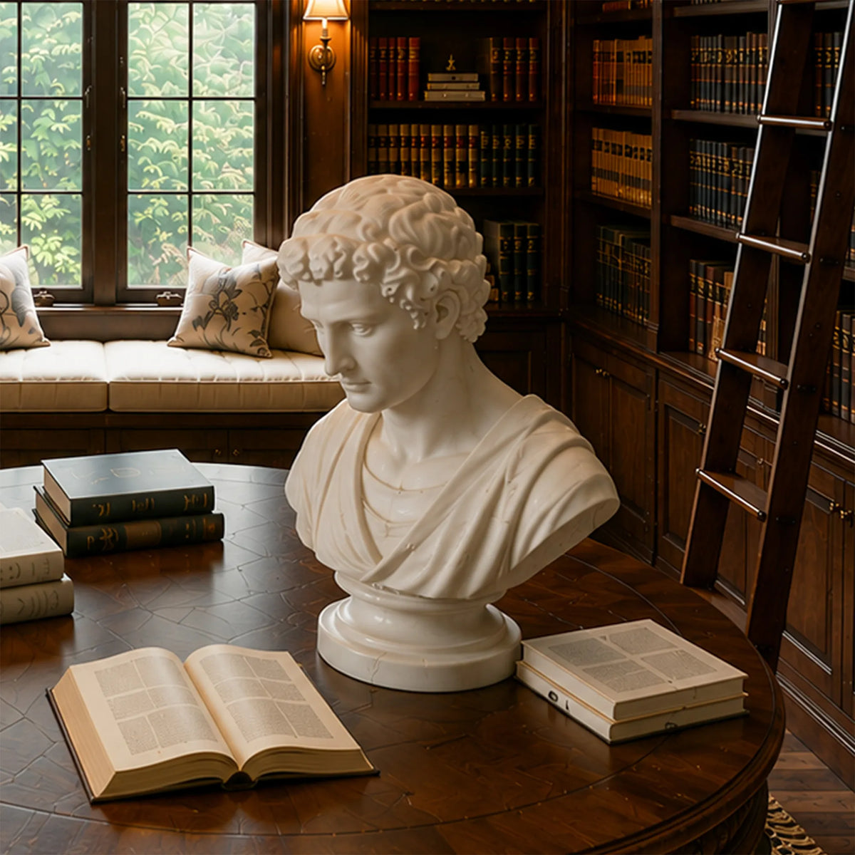 PREMIER Classic Marble Male Bust Statue for Study Desk, Mantel Top or Entry Table PSM-189