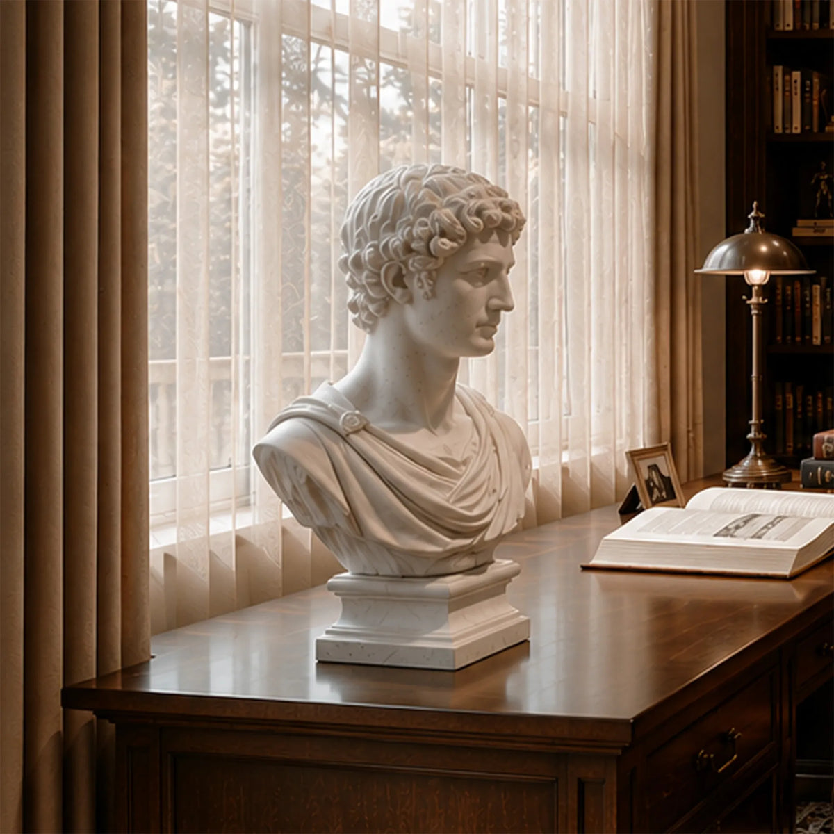 PREMIER Classic Marble Male Bust Statue for Study, Entry Console or Office Cabinet PSM-190
