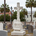 PREMIER Classic Marble Tombstone Sculpture with Cross Design for Cemeteries, Church Gardens or Memorial Areas PSM-118