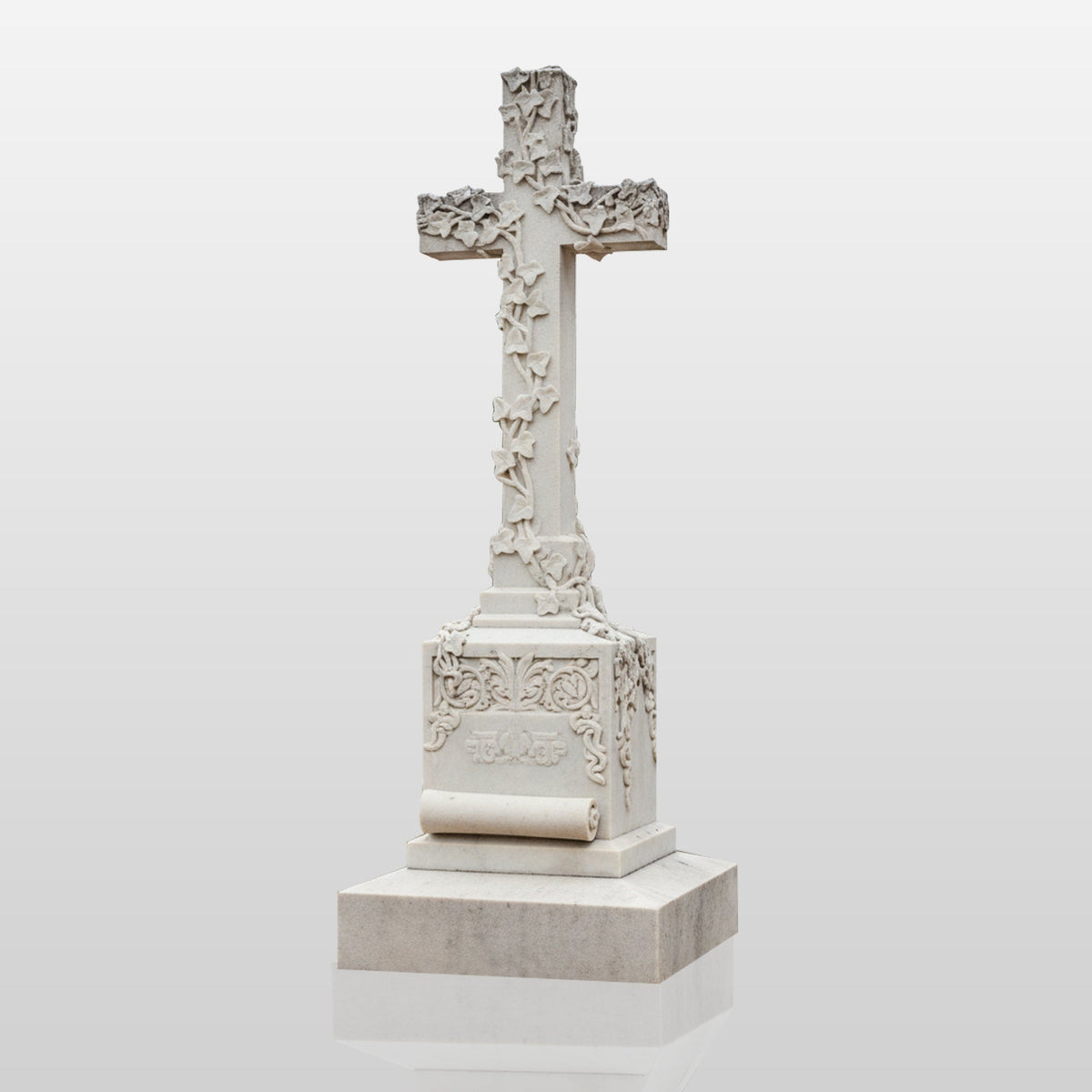 PREMIER Classic Marble Tombstone Sculpture with Cross Design for Cemeteries, Church Gardens or Memorial Areas PSM-118