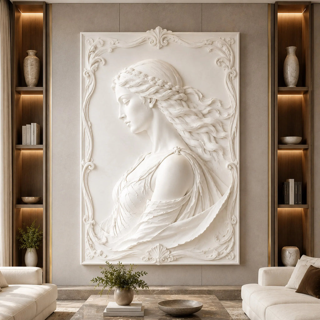 PREMIER Classic Marble Wall Female Sculpture for Art Studios, Clubs, Living Rooms, Entryways or Studies PSM-147