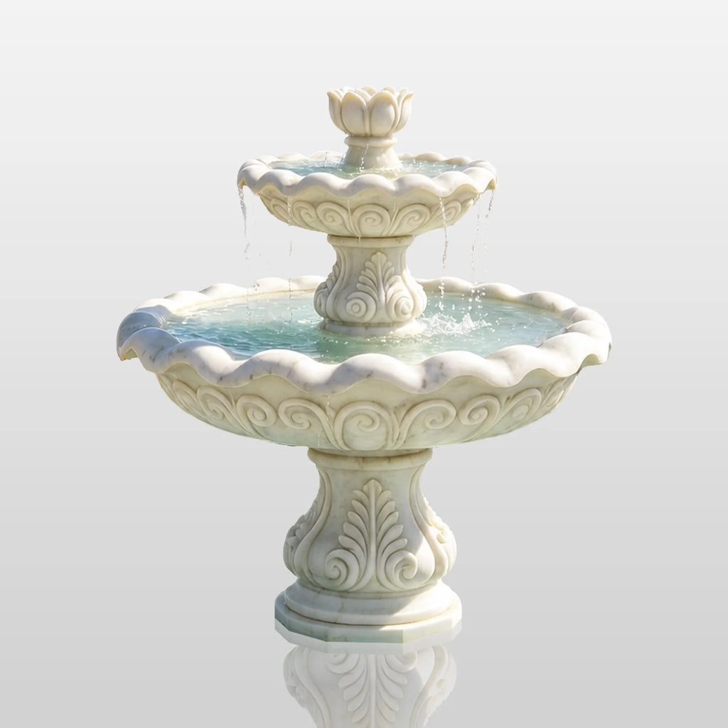 PREMIER Classical Fountain in White Marble for Seaside Plazas, Waterfront Landscapes and Public Squares PSFM-016