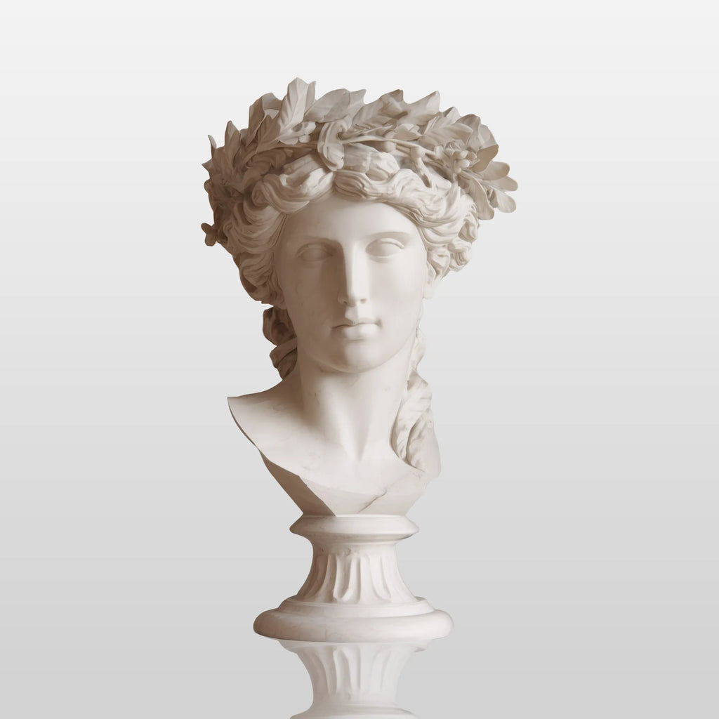 PREMIER Classical Marble Bust with Laurel Crown for Luxury Interior Decor PSM-089