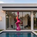 PREMIER Contemporary Pink Stainless Steel Sculpture with Curved Vertical Form for Patios, Pool Areas, and Modern Landscaping PSSS-187