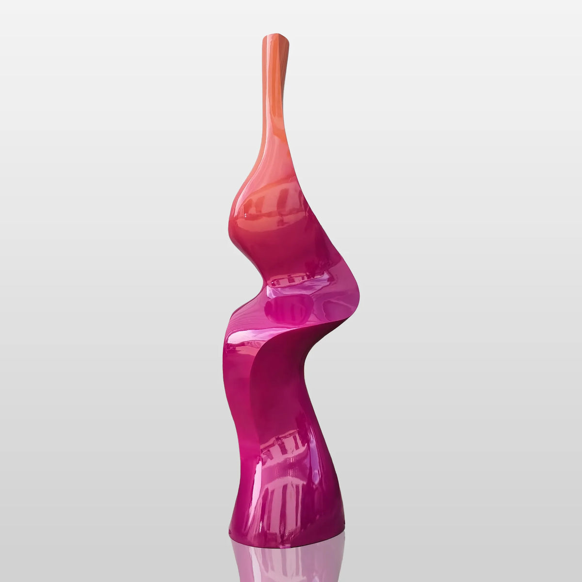 PREMIER Contemporary Pink Stainless Steel Sculpture with Curved Vertical Form for Patios, Pool Areas, and Modern Landscaping PSSS-187