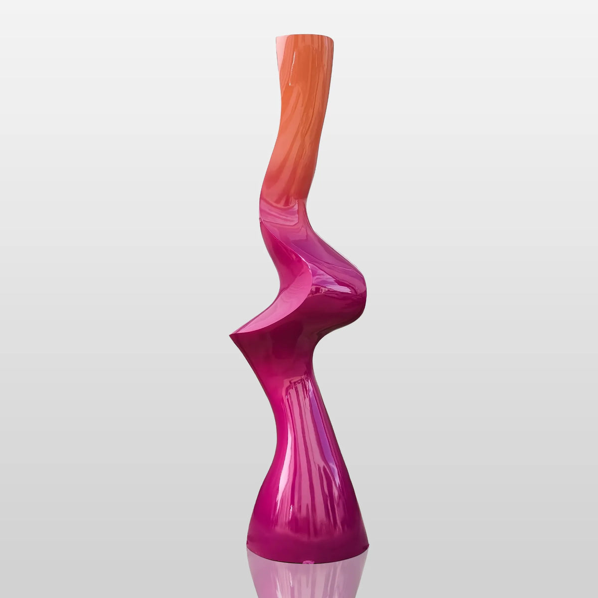 PREMIER Contemporary Pink Stainless Steel Sculpture with Curved Vertical Form for Patios, Pool Areas, and Modern Landscaping PSSS-187