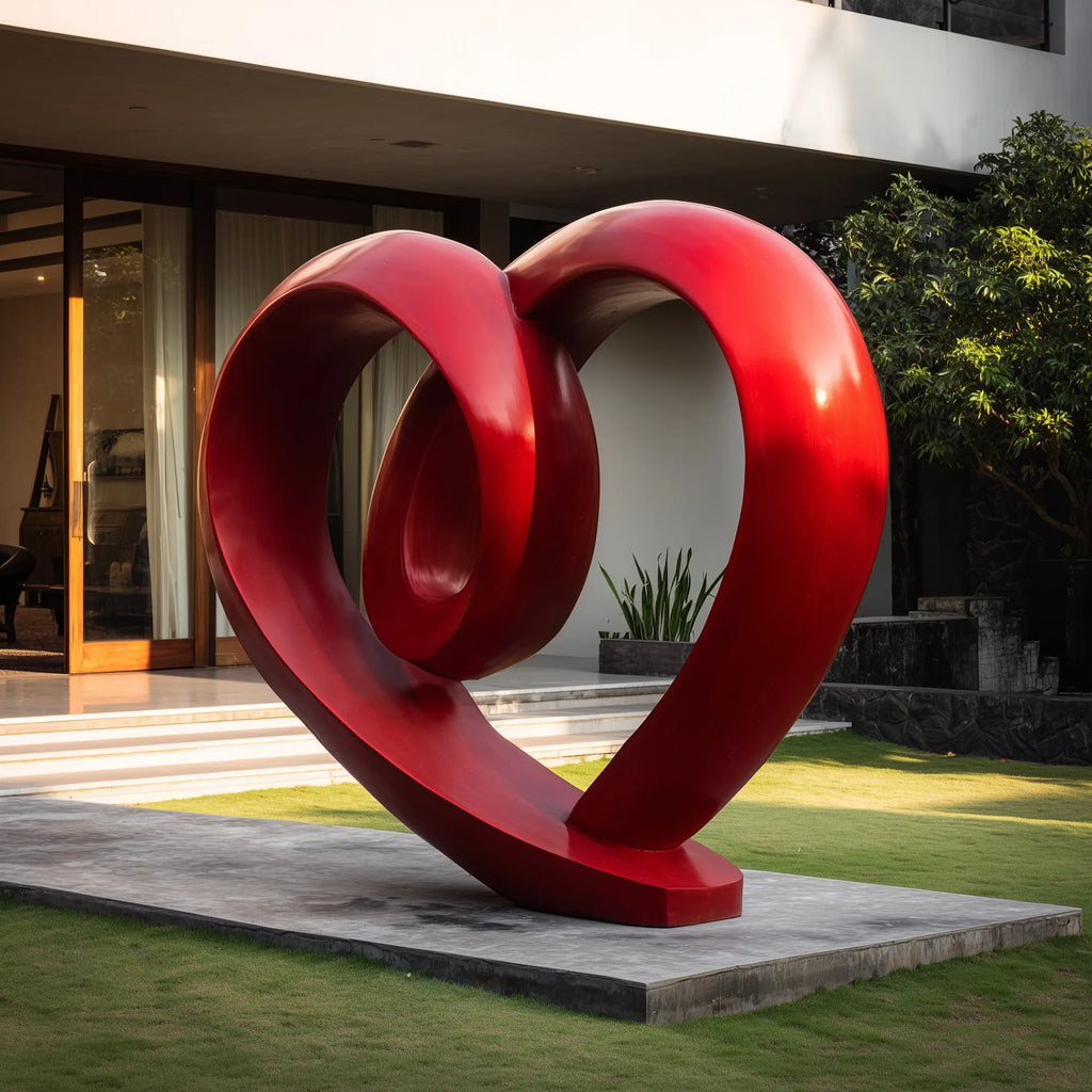 PREMIER Contemporary Red Heart Sculpture for Modern Gardens, Villas, and Outdoor Art Spaces PSSS-183