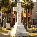 PREMIER Cross Marble Tombstone Sculpture with Classic Design for Cemetery Grounds or Memorial Areas PSM-120