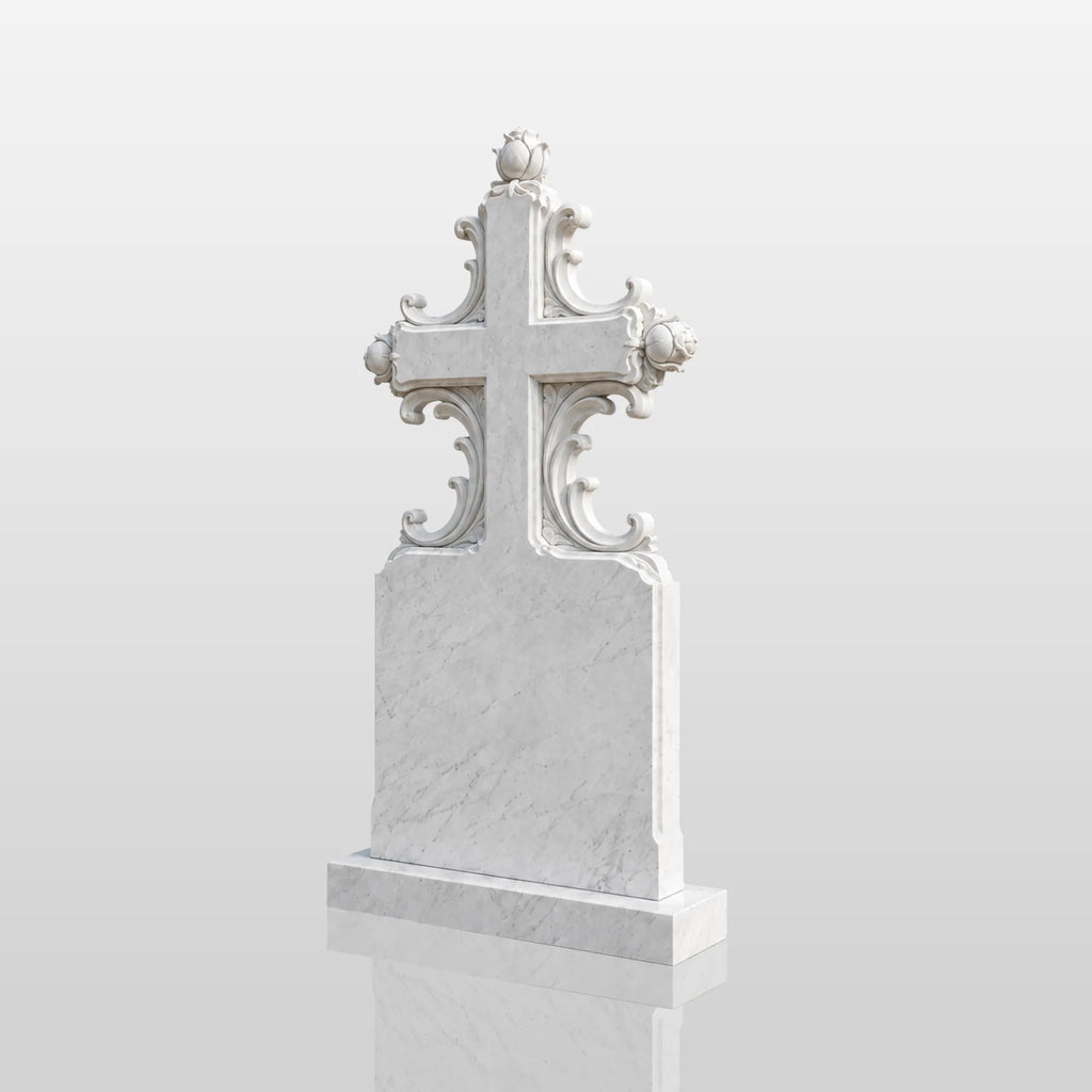 PREMIER Cross Marble Tombstone for Churchyard, Family Mausoleum, Funeral Park or Memorial Garden PSM-177