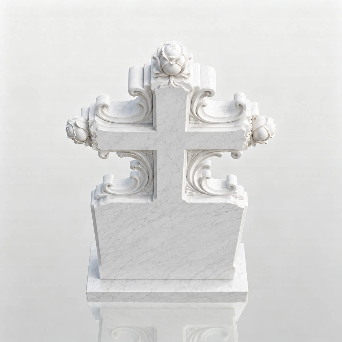 PREMIER Cross Marble Tombstone for Churchyard, Family Mausoleum, Funeral Park or Memorial Garden PSM-177