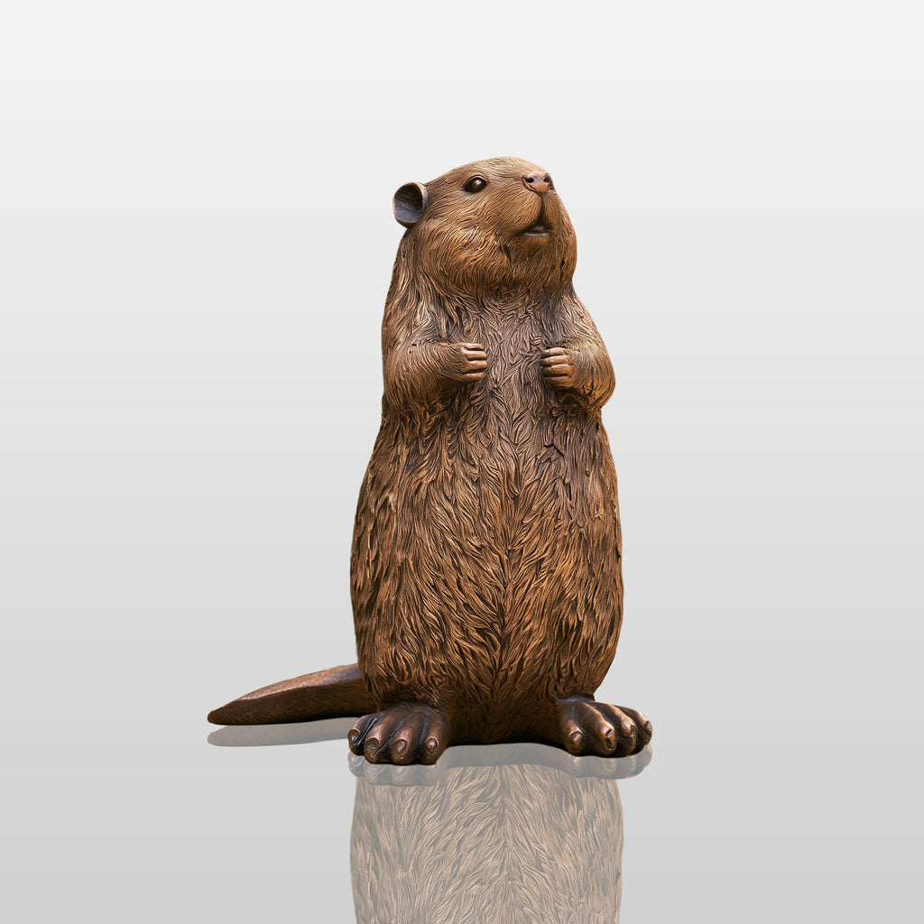 PREMIER Cute Bronze Beaver Statue for Backyard, Flower Bed, Garden Poolside or Park PSB-215