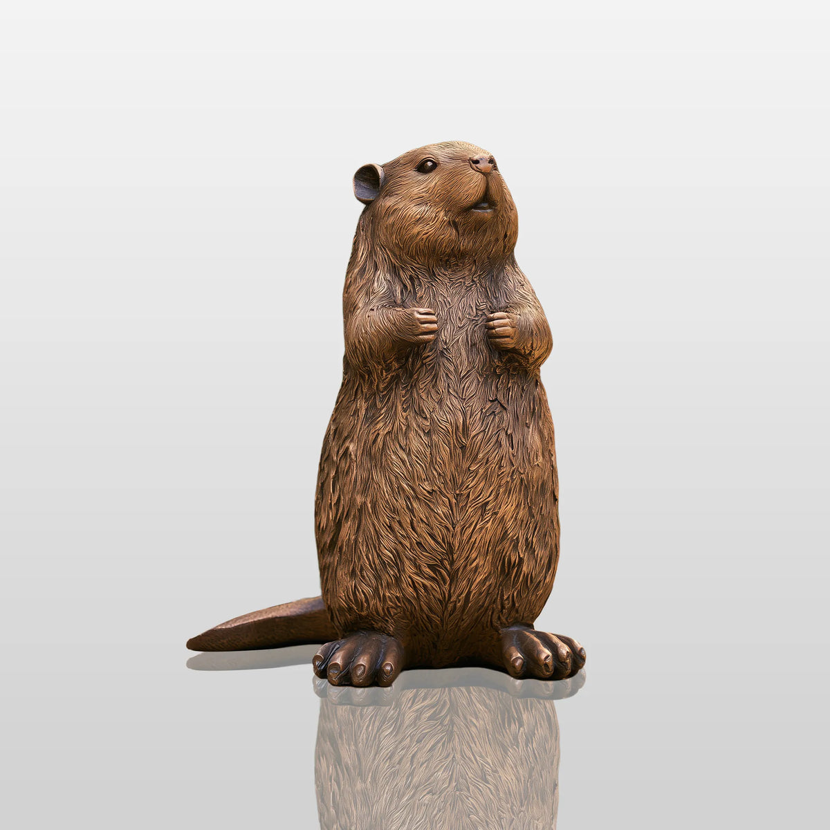 PREMIER Cute Bronze Beaver Statue for Backyard, Flower Bed, Garden Poolside or Park PSB-215