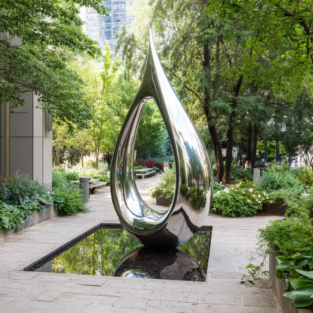 PREMIER Droplet Stainless Steel Sculpture with Modern Abstract Design Perfect for Garden Landscapes or Villa Courtyards PSSS-234