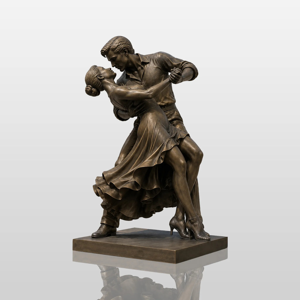 PREMIER Elegant Bronze Dancing Couple Statue for Town Plaza, Park or Estate Garden PSB-240