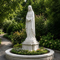 PREMIER Elegant Virgin Mary Statue in White Marble for Gardens, Church Entrances and Religious Courtyards PSM-129