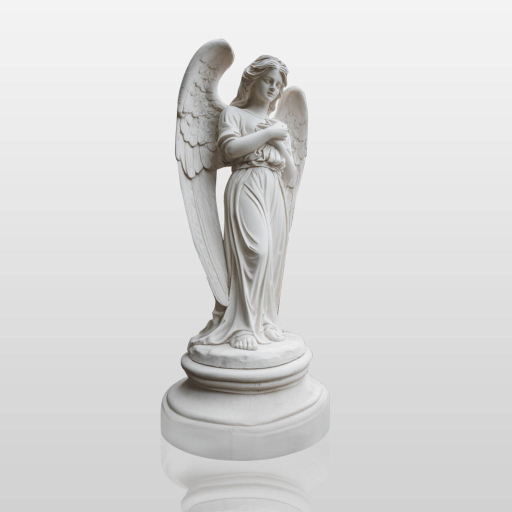 PREMIER Female Marble Angel Sculpture with Graceful and Gentle Design for Religious and Memorial Sites PSM-096