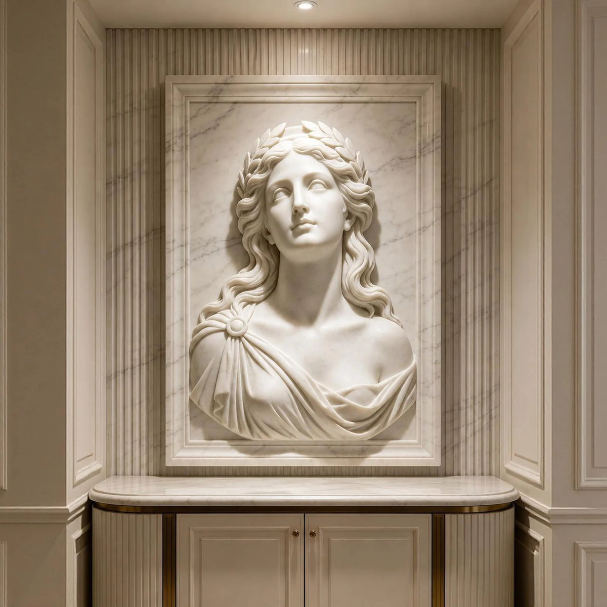 PREMIER Female Marble Wall Relief Sculpture for Entryway, Hallway, Living Room or Art Gallery PSM-168