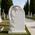 PREMIER Floral Angel Marble Tombstone for Burial Lawn, Parish Cemetery and Churchyard PSM-180