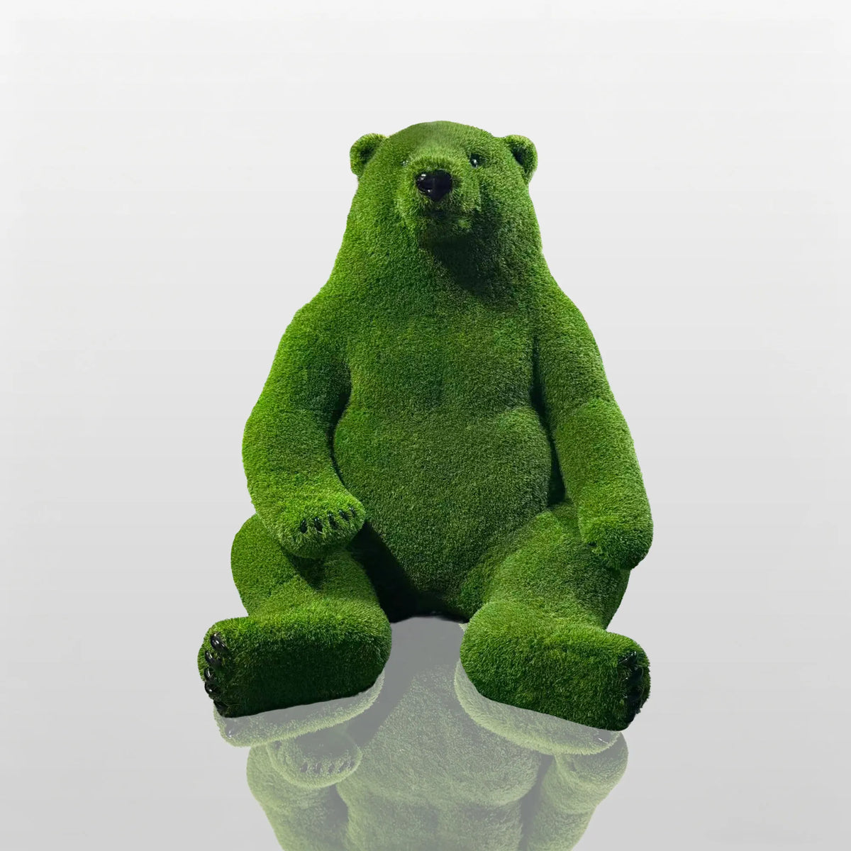 PREMIER Fuzzy Green Fiberglass Bear Statue for Front Yard, Garden Bed or Gate Area PSF-038