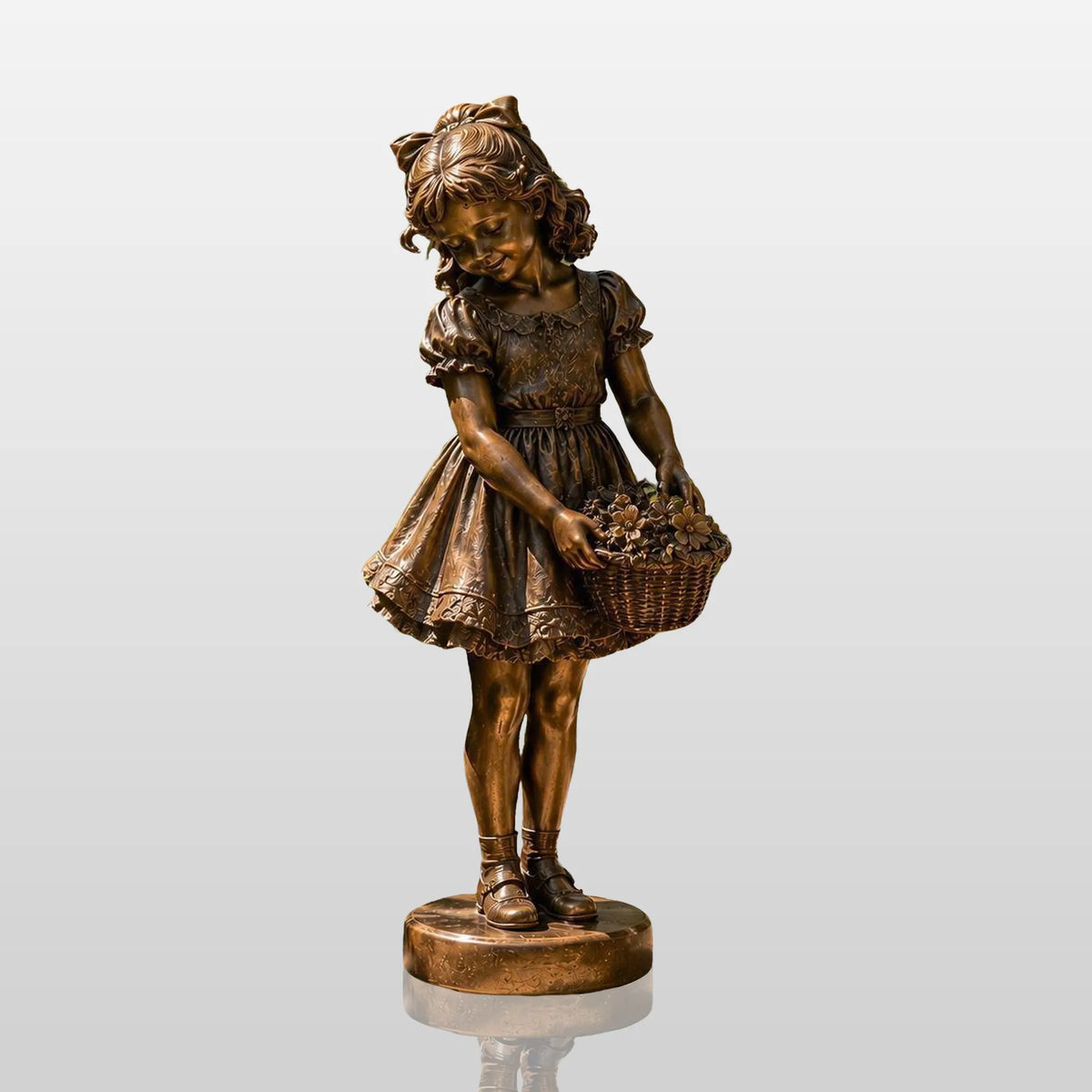 PREMIER Garden Bronze Girl Sculpture for Flowering Yard, Backyard or Yard Walkway PSB-199