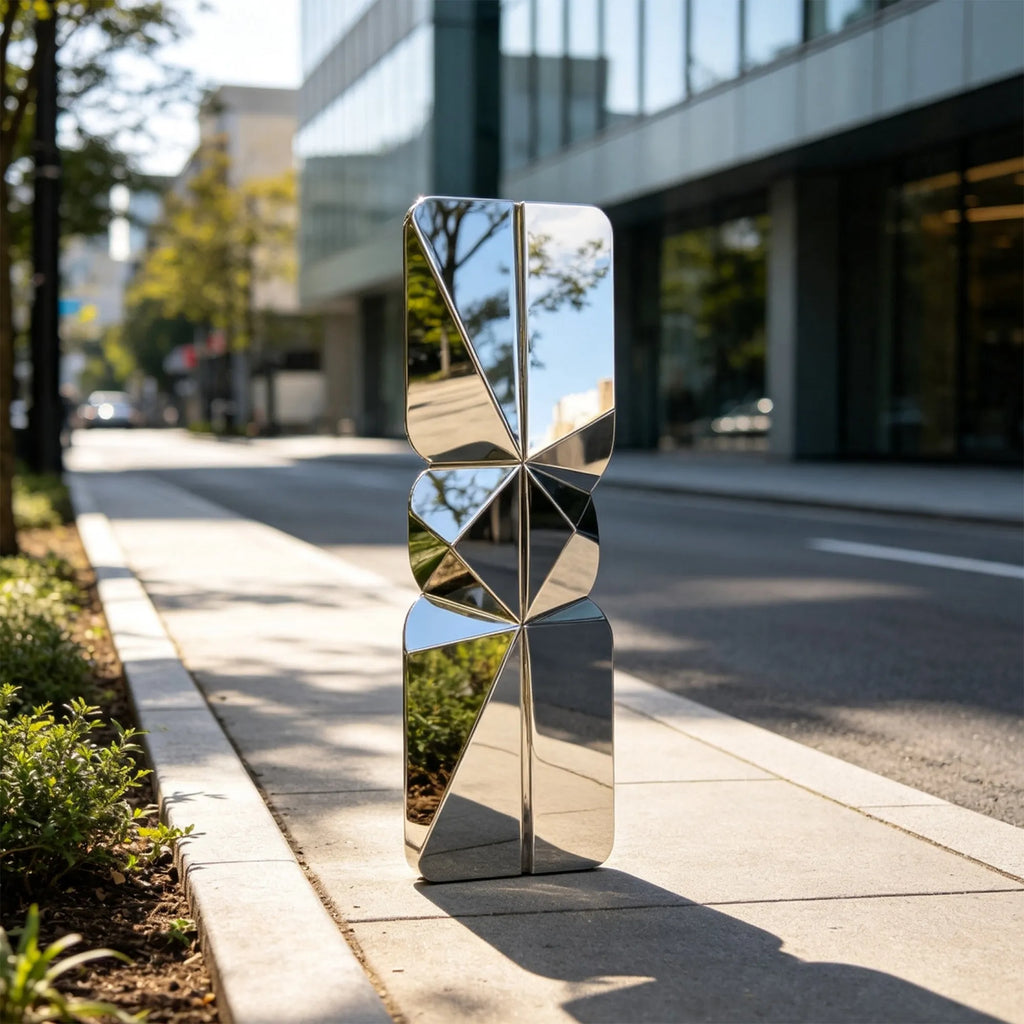 PREMIER Geometric Stainless Steel Sculpture for Sidewalk, City Park or Home Garden PSSS-333