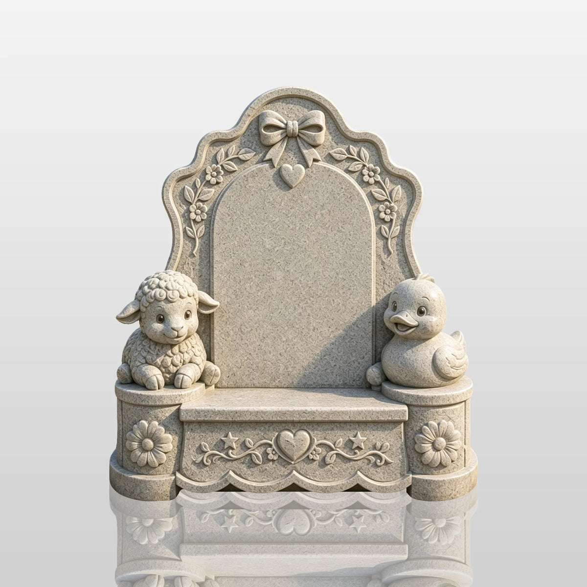 PREMIER Granite Tombstone with Animal Design for Cemetery Lot, Memorial Garden or Burial Plot PSM-202