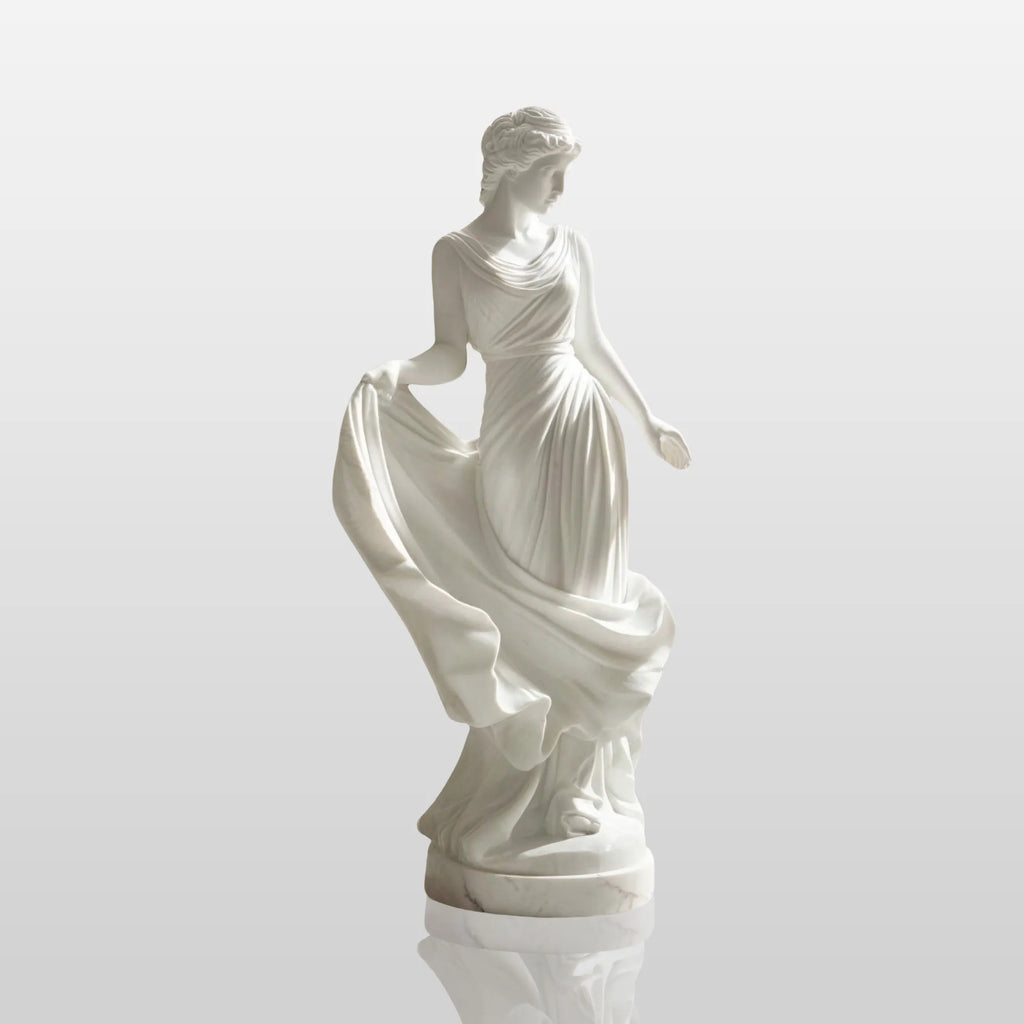PREMIER Indoor Beautiful Marble Sculpture with Dancing Female Design for Corners, Living Rooms and Art Areas PSM-122