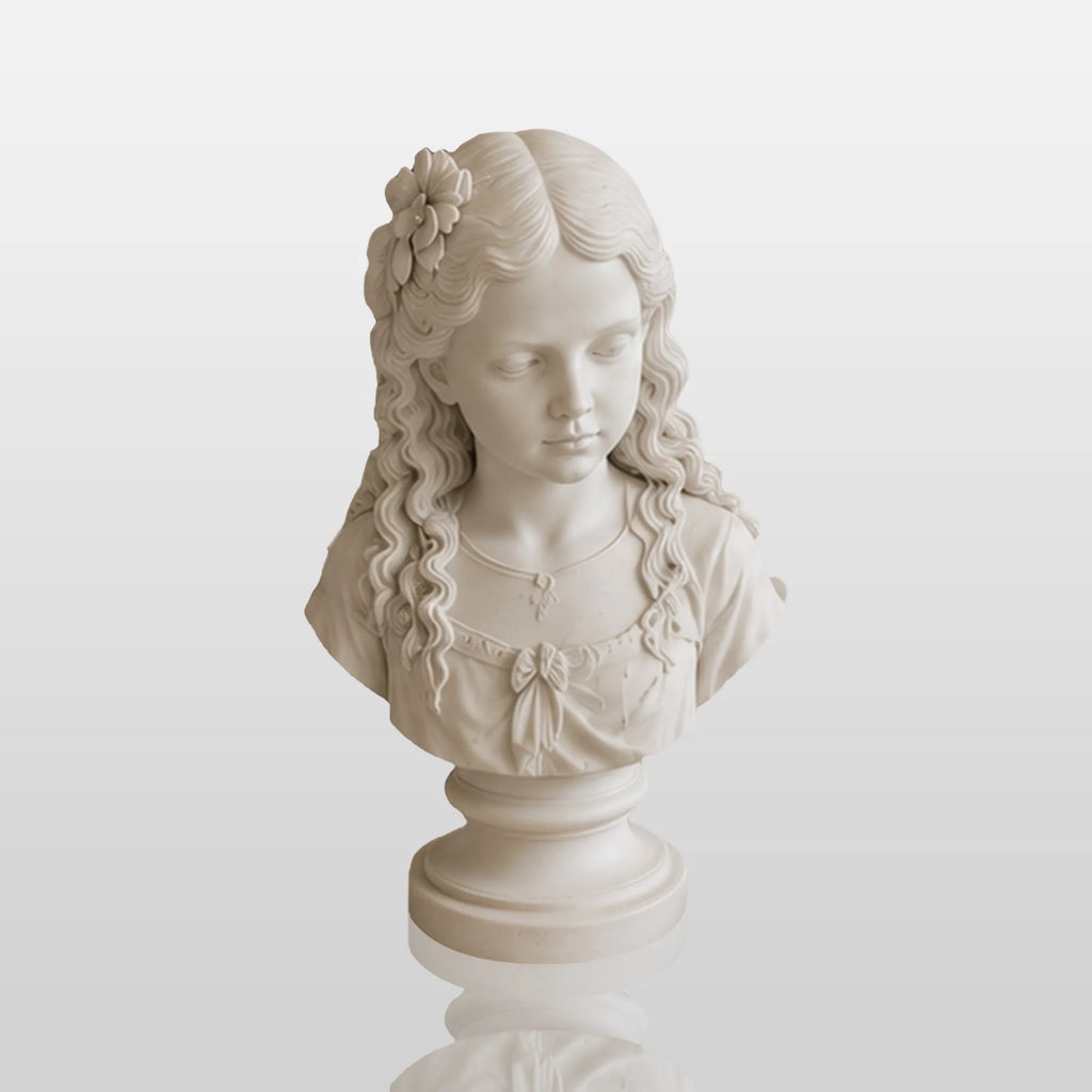 PREMIER Indoor Marble Girl Bust Statue for Sofa Table, Hallway Stand or Display Cabinet PSM-188