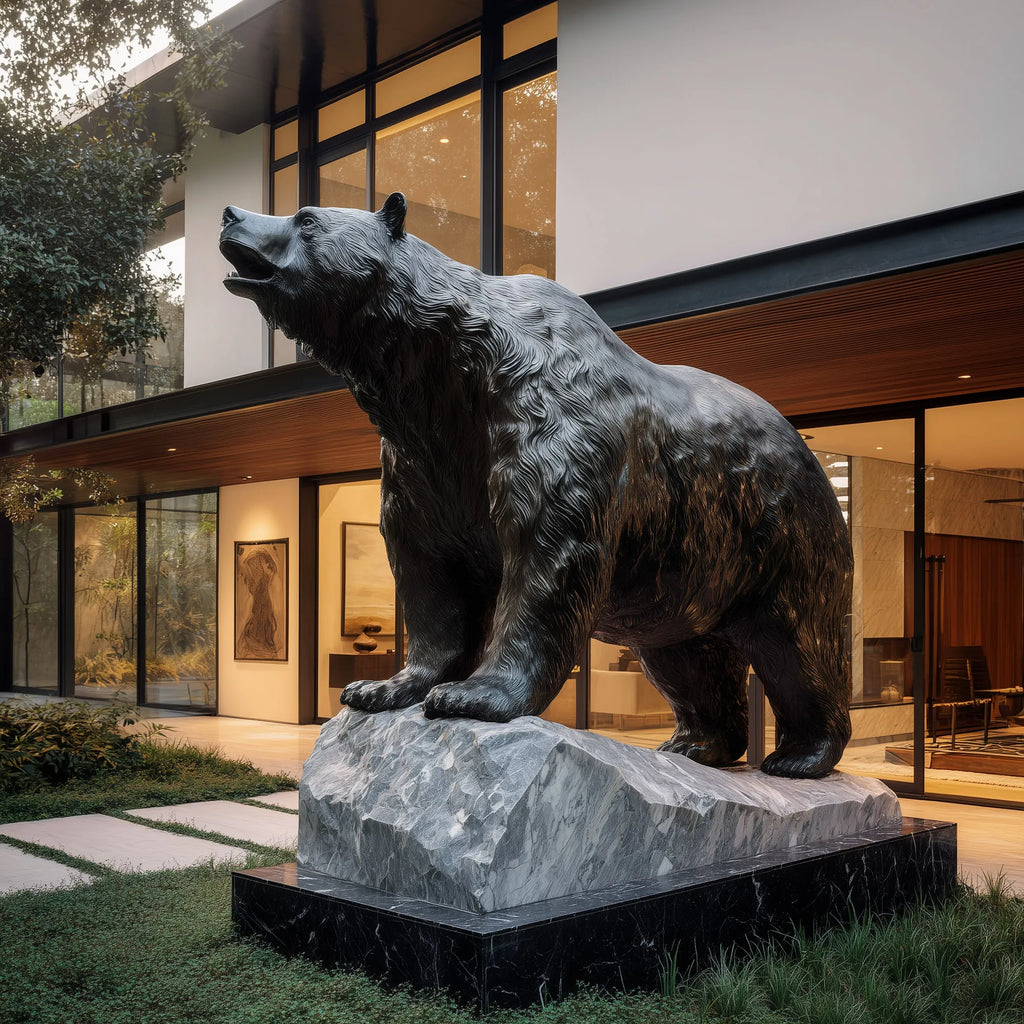 PREMIER Large Bronze Bear Sculpture with Realistic Texture for Luxury Villas Gardens and Contemporary Outdoor Spaces PSB-141