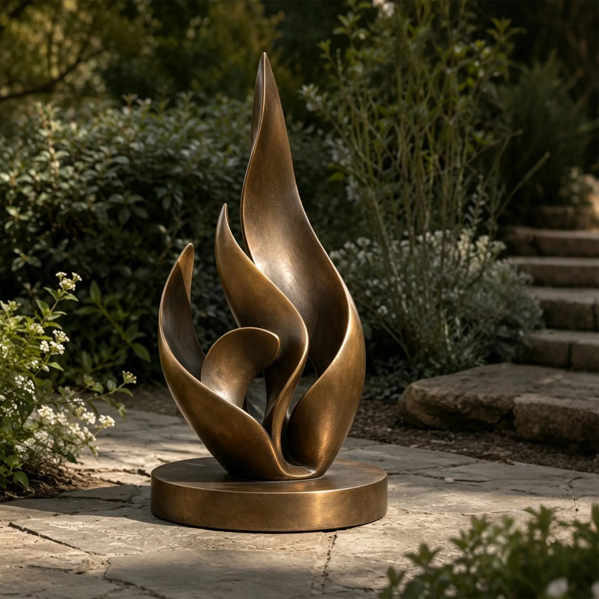 PREMIER Large Outdoor Bronze Abstract Flame Sculpture for Atrium, Botanical Garden or Villa Terrace PSB-255