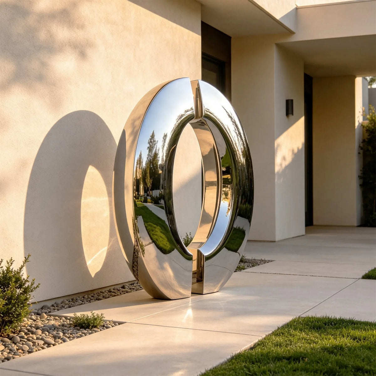 PREMIER Large Stainless Steel Sculpture with Circular Design for Driveway, Home Entrance or Patio PSSS-328