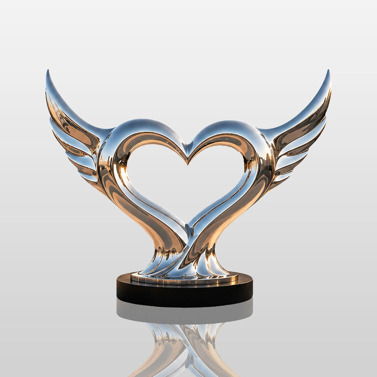 PREMIER Large Stainless Steel Sculpture with Heart Wing Design for Public Plaza, Patio or Lobby PSSS-311
