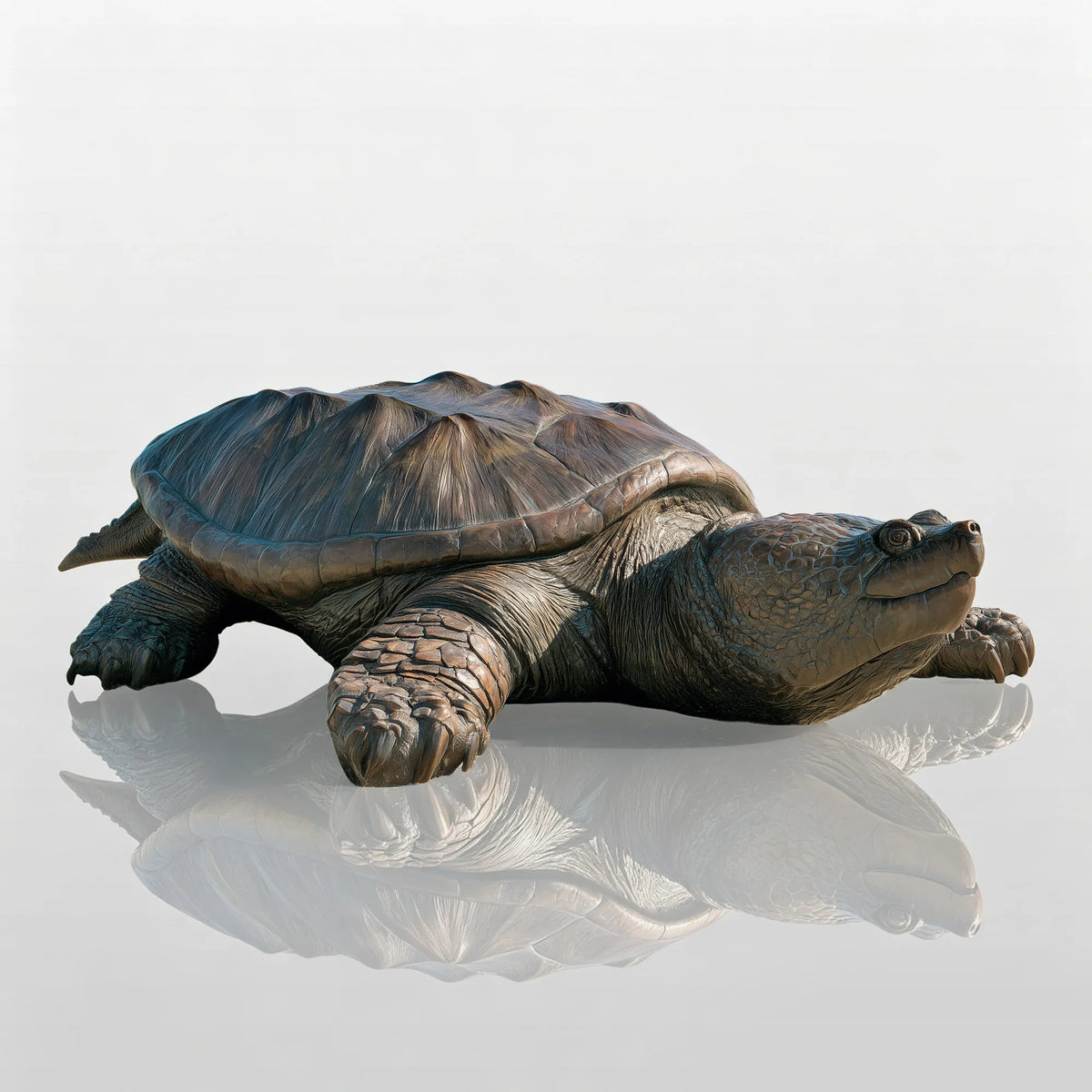 PREMIER Lifelike Bronze Animal Statue with Alligator Snapping Turtle for Garden Poolside, Coastal Courtyard PSB-212