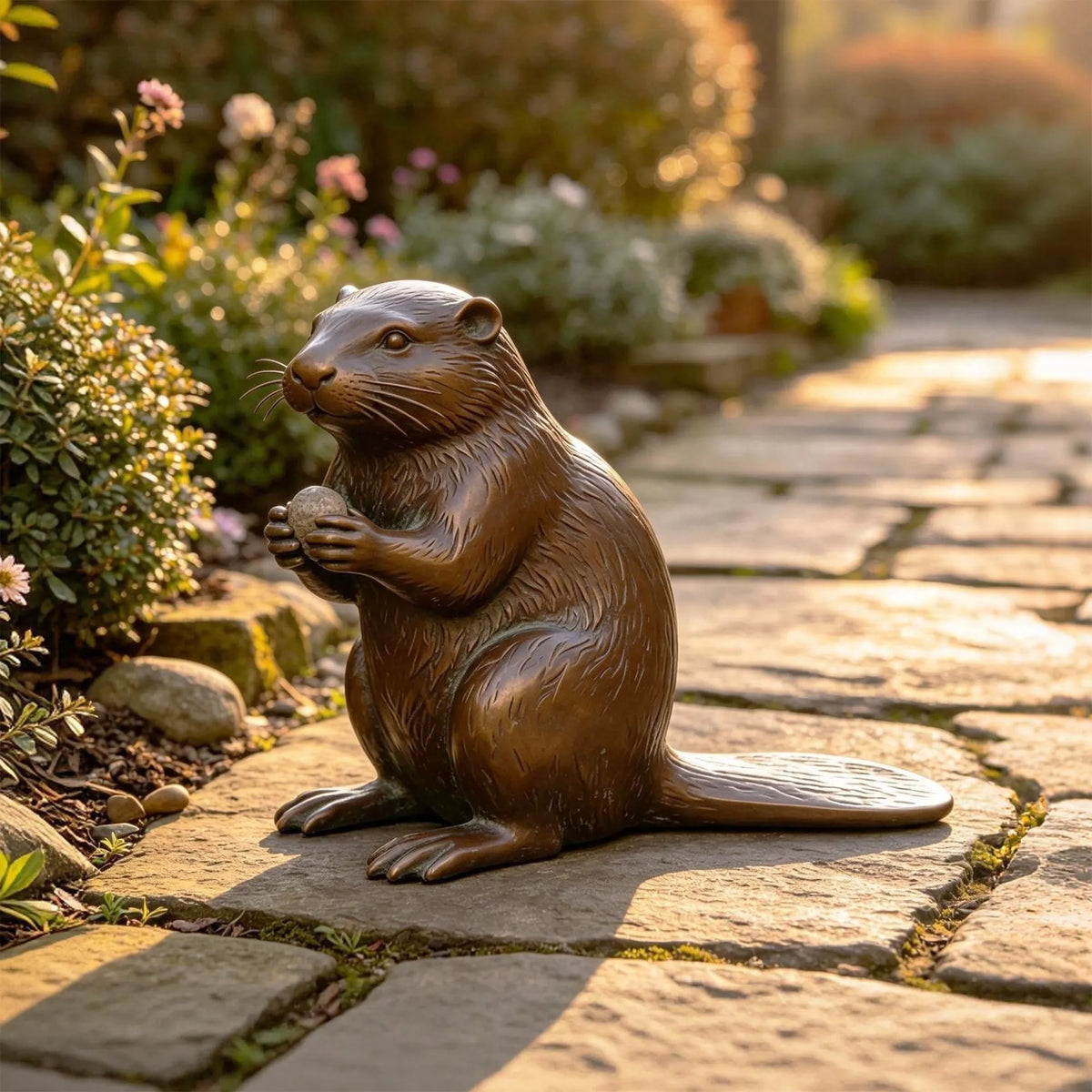 PREMIER Lifelike Bronze Beaver Sculpture for Garden Path, Backyard or Campus PSB-246