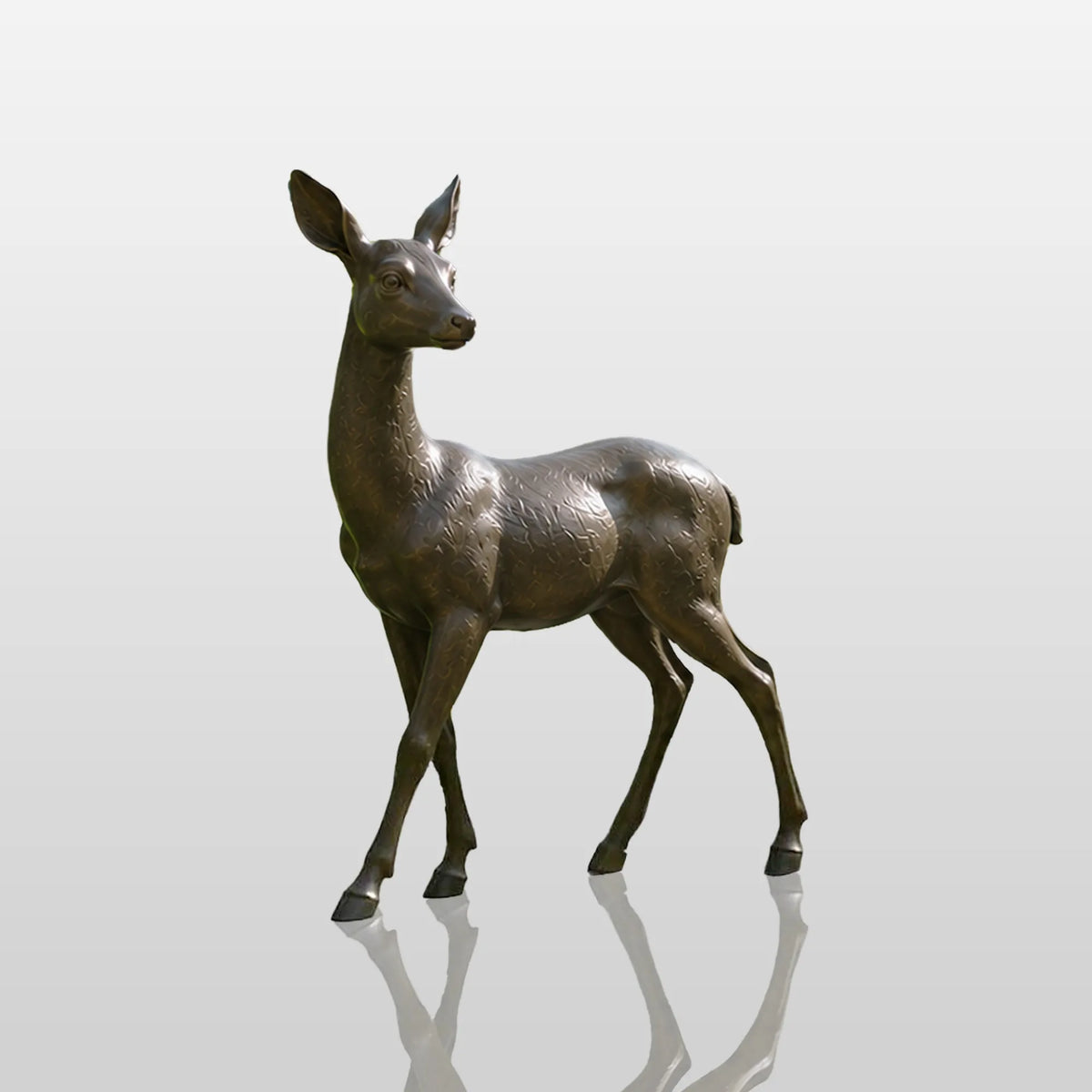 PREMIER Lifelike Bronze Deer Sculpture for Gardens, Corporate Landscapes, Hotels and Public Plazas PSB-174