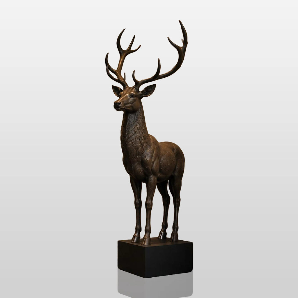 PREMIER Lifelike Bronze Deer Sculpture for Residential Entrances, Private Gardens, Courtyards or Hotel Lobby Patios PSB-186