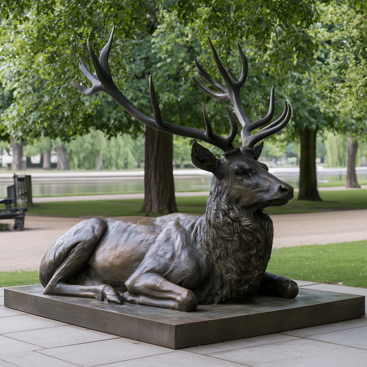 PREMIER Lifelike Bronze Deer Statue for Front Yard, Private Garden, Town Park or Urban Plaza PSB-217