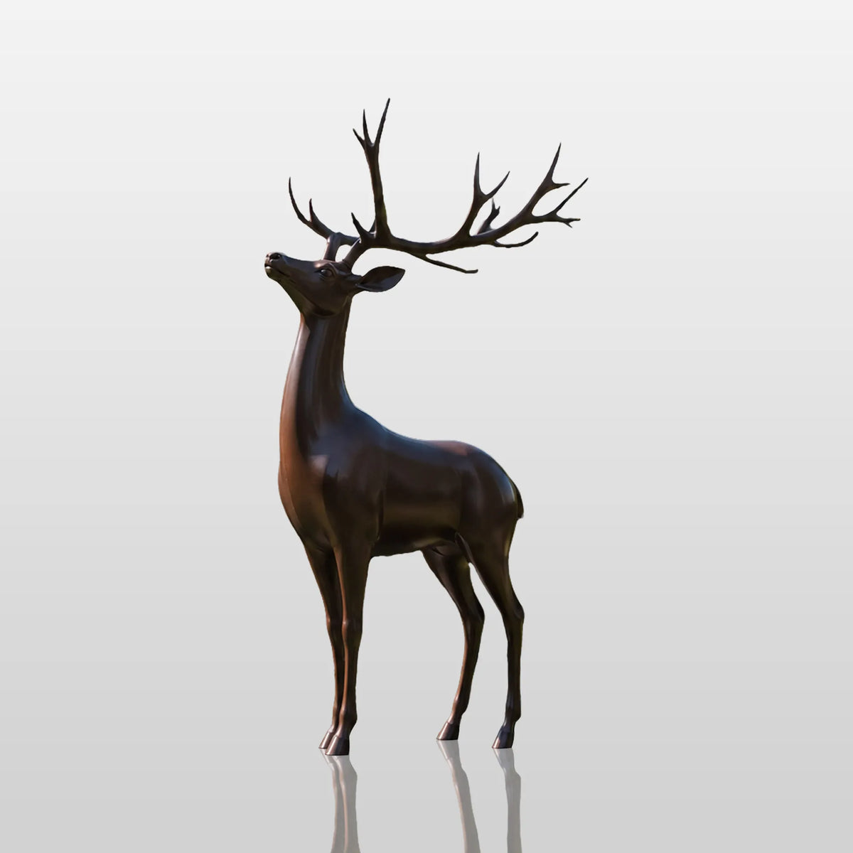 PREMIER Lifelike Bronze Deer Statue for Garden Border, Front Yard, Green Space or Estate Lawn PSB-208
