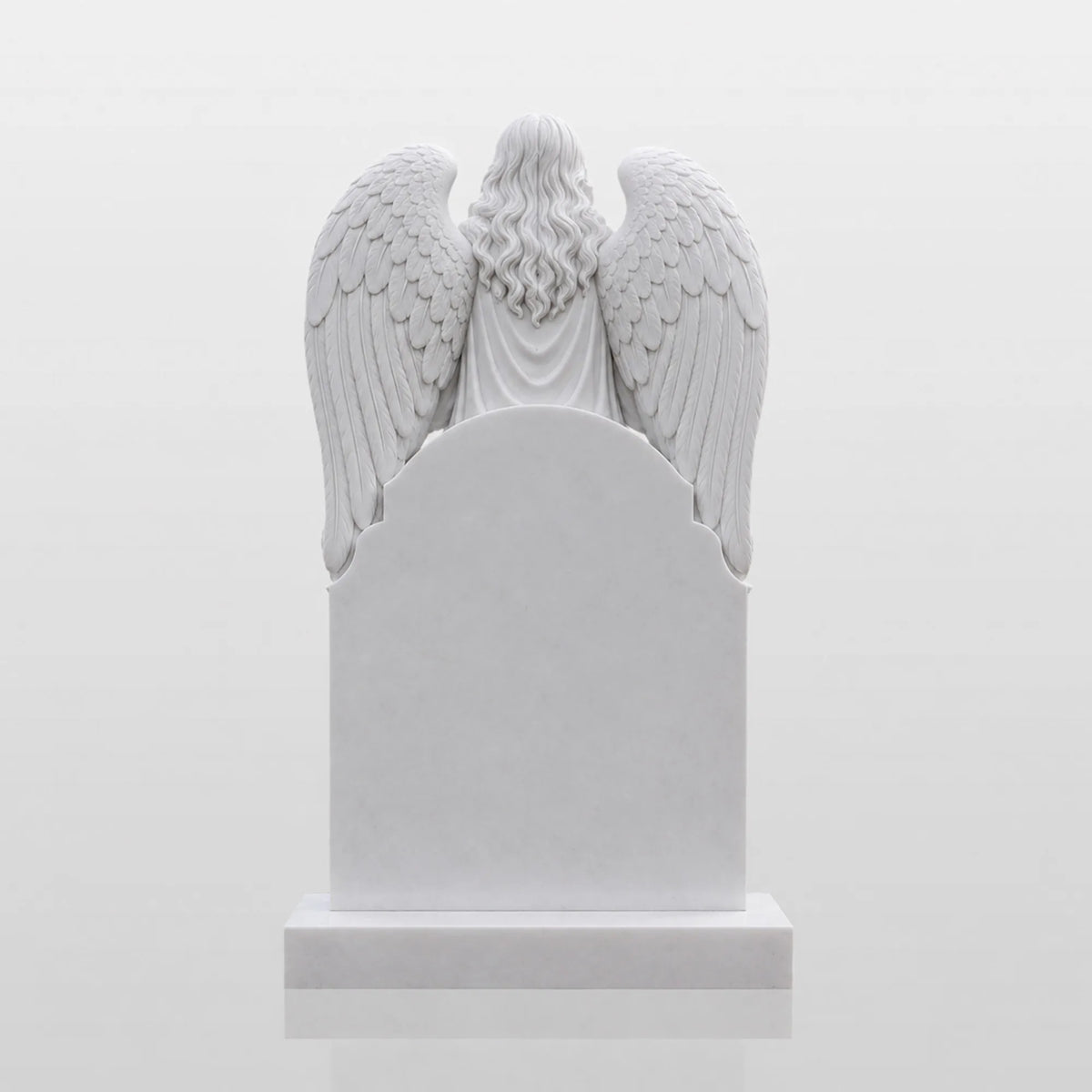 PREMIER Marble Angel Tombstone for Catholic Cemetery, Church Graveyard and Home Memorial Garden PSM-176