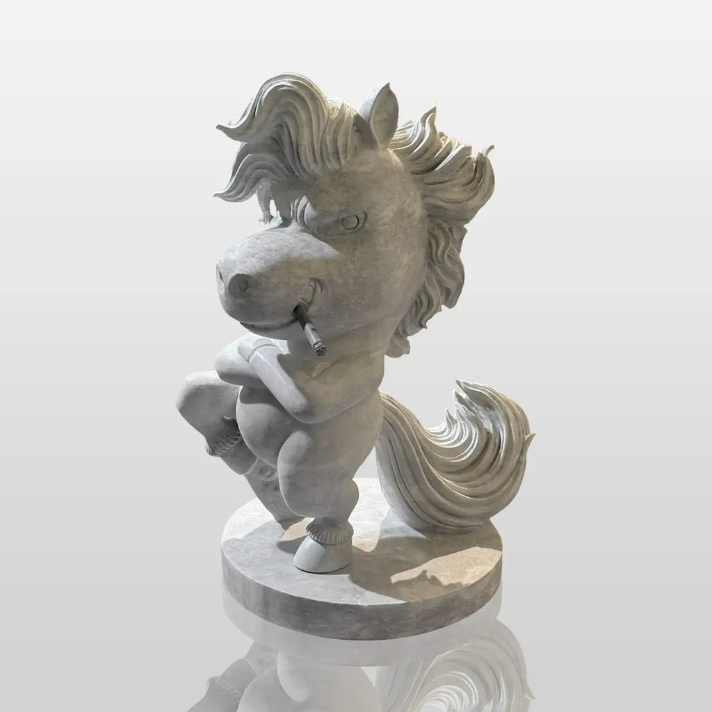 PREMIER Marble Cartoon Horse Sculpture for Living Rooms, Art Galleries, Kids Playrooms and Art Studios PSM-145