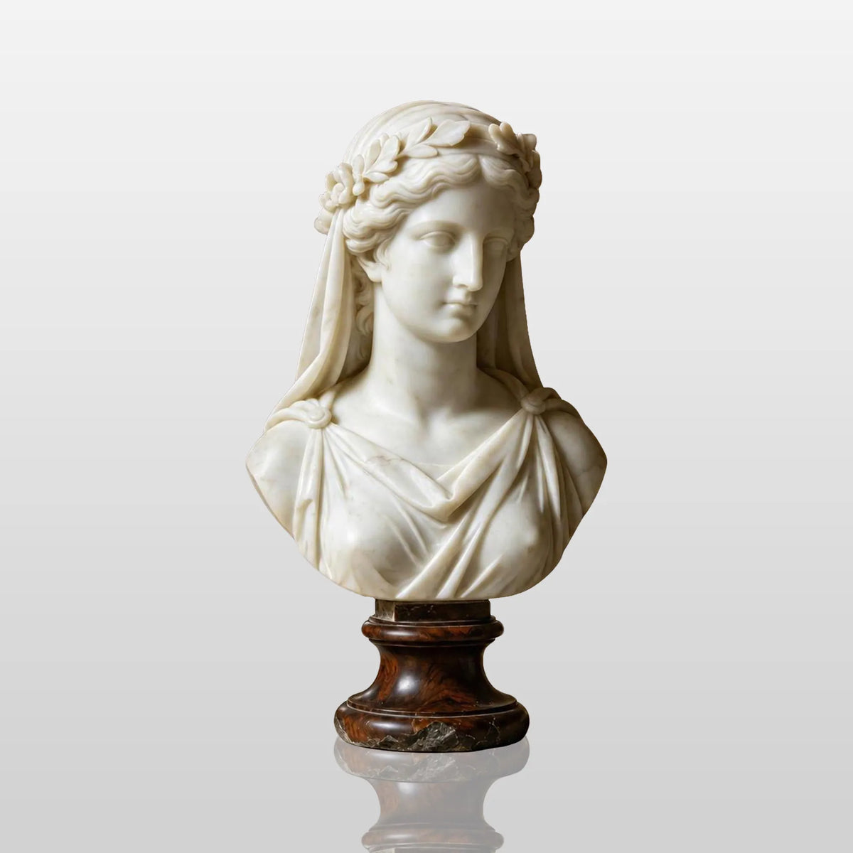 PREMIER Marble Female Bust Sculpture for Living Room Console, Entryway Table or Bedroom Dresser PSM-163