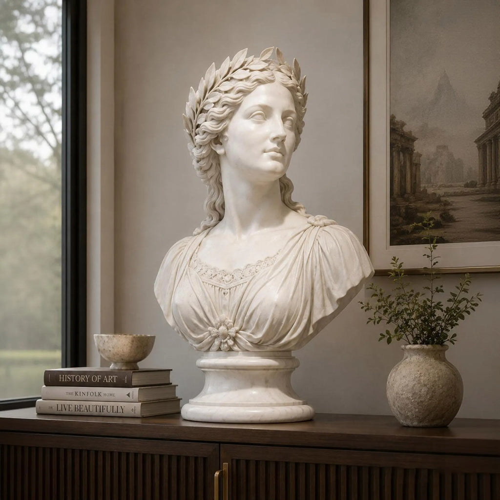 PREMIER Marble Female Bust Statue for Villa Studies, Living Rooms, Bedrooms, Offices or Hotel Lobbies PSM-146