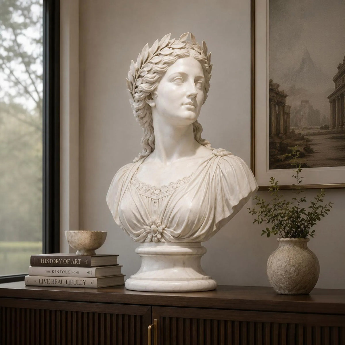 PREMIER Marble Female Bust Statue for Villa Studies, Living Rooms, Bedrooms, Offices or Hotel Lobbies PSM-146