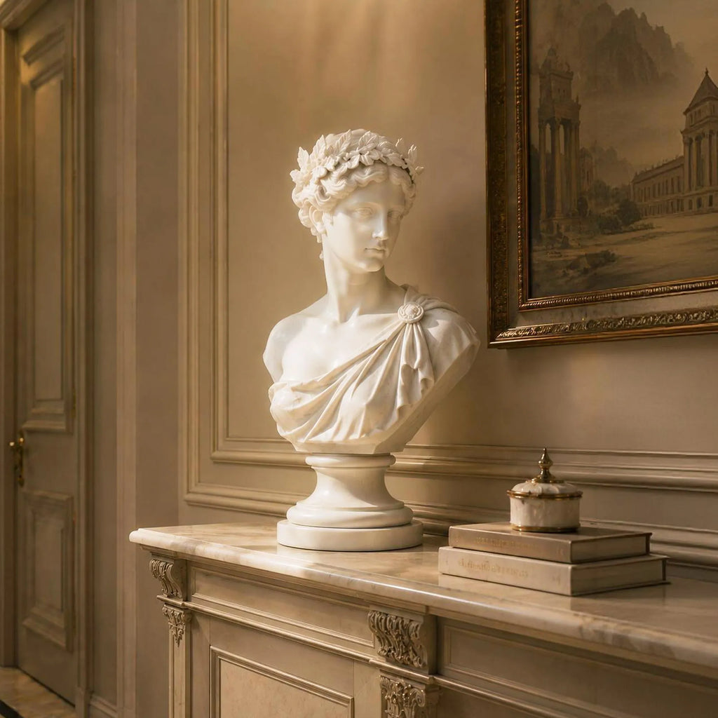 PREMIER Marble Male Bust Statue for Entry Console, Living Room, Study Desk or Gallery Display Table PSM-171