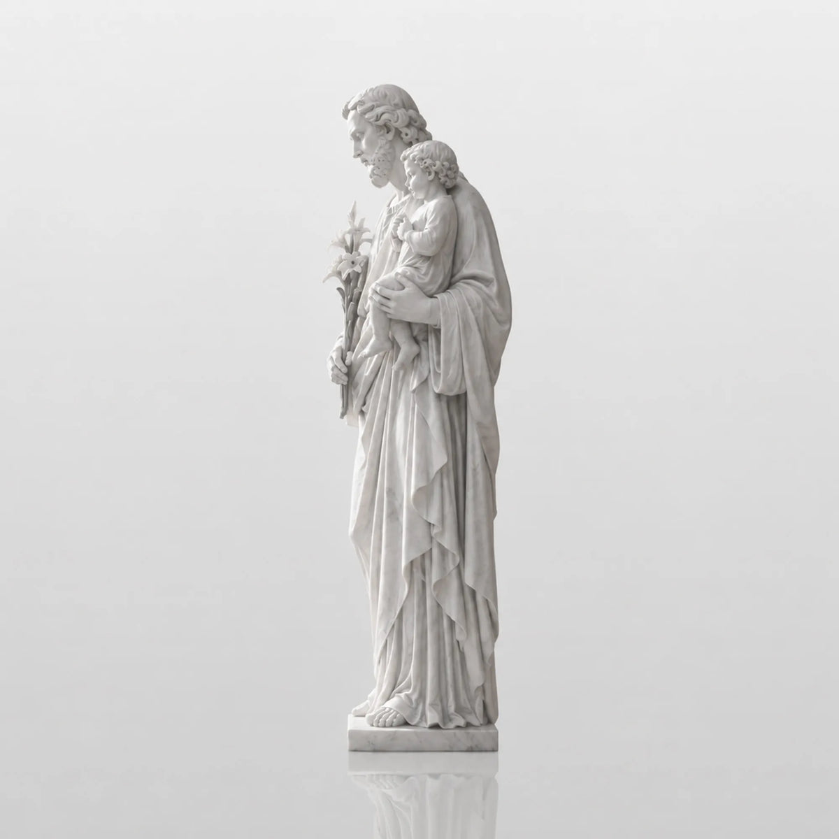 PREMIER Marble Saint Joseph Statue with Baby Jesus Design for Entry Porch, Church Ground or Courtyard PSM-175
