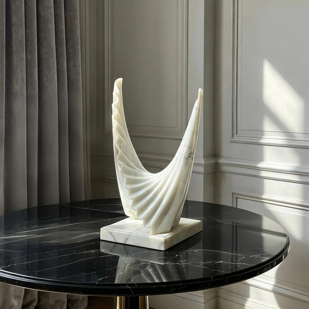 PREMIER Marble Table Sculpture in Wing Design for Consoles, Offices, Hotel Lobbies and Modern Interiors PSM-137